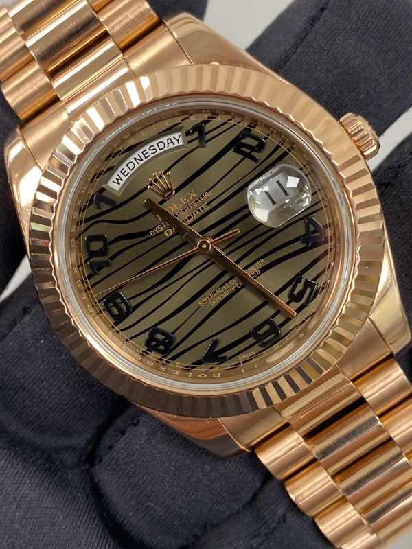 Rolex Day-Date II Black Chocolate Wave Dial 218235 SOLD