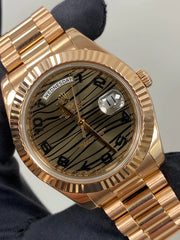 Rolex Day-Date II Black Chocolate Wave Dial 218235 SOLD