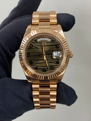Rolex Day-Date II Black Chocolate Wave Dial 218235 SOLD
