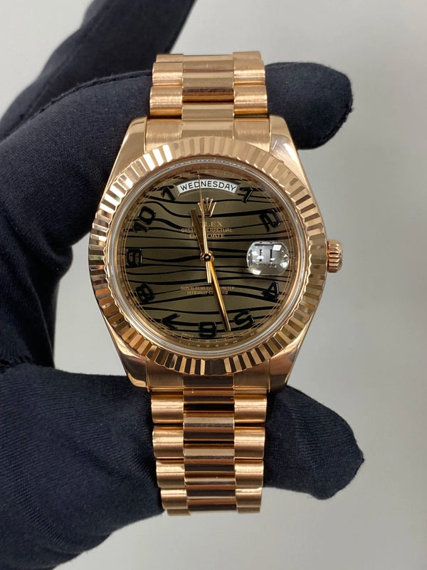 Rolex Day-Date II Black Chocolate Wave Dial 218235 SOLD