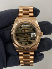 Rolex Day-Date II Black Chocolate Wave Dial 218235 SOLD